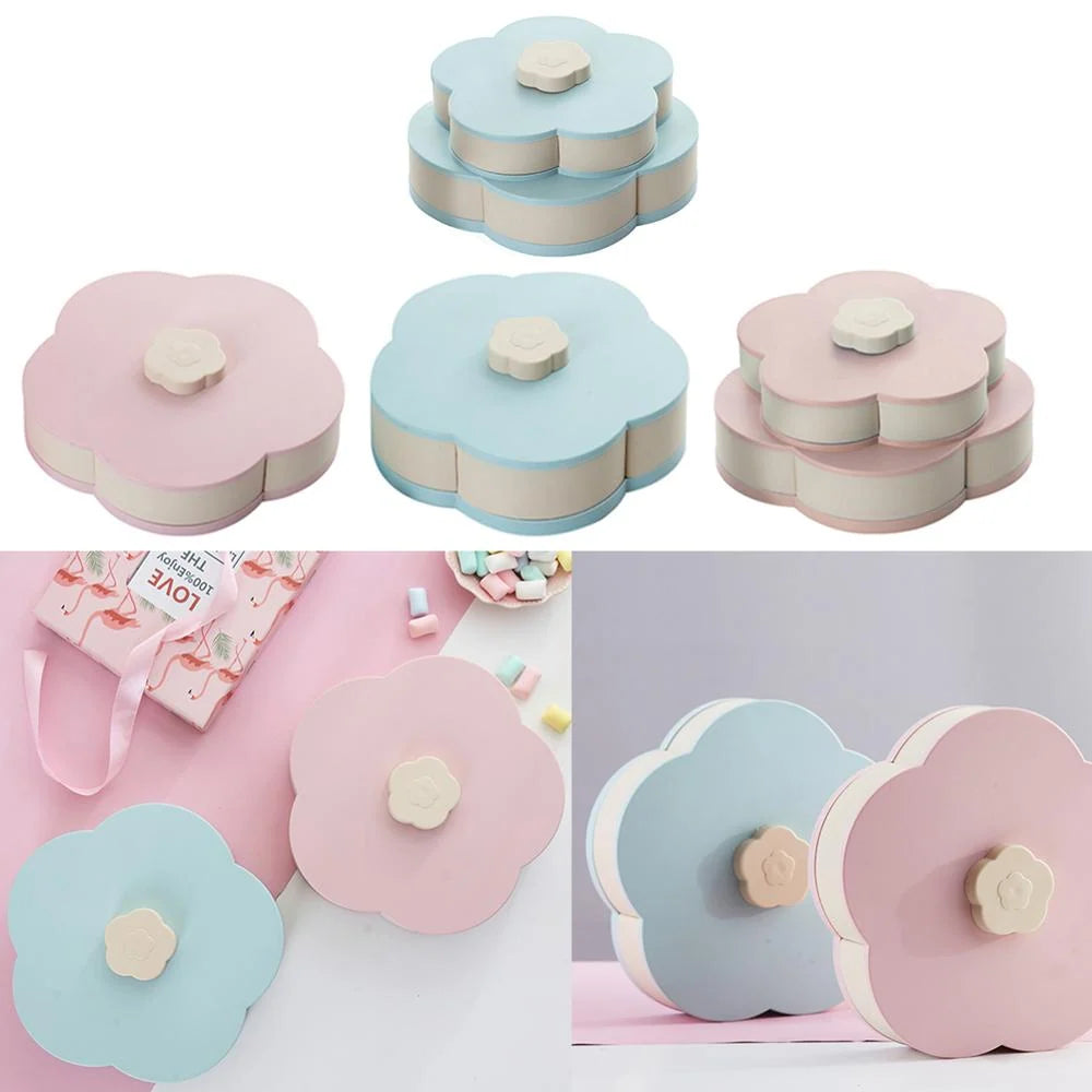 Snack Storage Box Rotating Lid 10 Compartments Non-Slip Base