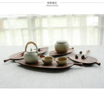 Snack Tray Solid Walnut Leaf-Shaped
