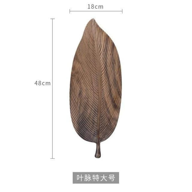 Snack Tray Solid Walnut Leaf-Shaped