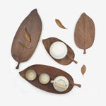 Snack Tray Solid Walnut Leaf-Shaped