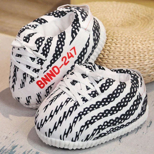 Sneaker Slippers Plush Fleece Lining Non-Slip Sole