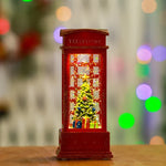 Snow Globe Lamp Glass Dome Warm LED Wooden Base