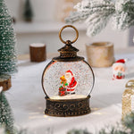 Snow Globe Lamp Glass Dome Warm LED Wooden Base