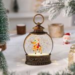 Snow Globe Lamp Glass Dome Warm LED Wooden Base