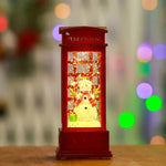 Snow Globe Lamp Glass Dome Warm LED Wooden Base