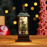 Snow Globe Lamp Glass Dome Warm LED Wooden Base