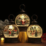 Snow Globe Lamp Glass Dome Warm LED Wooden Base