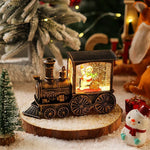 Snow Globe Lamp Glass Dome Warm LED Wooden Base