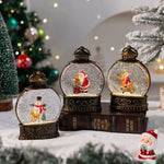 Snow Globe Lamp Glass Dome Warm LED Wooden Base