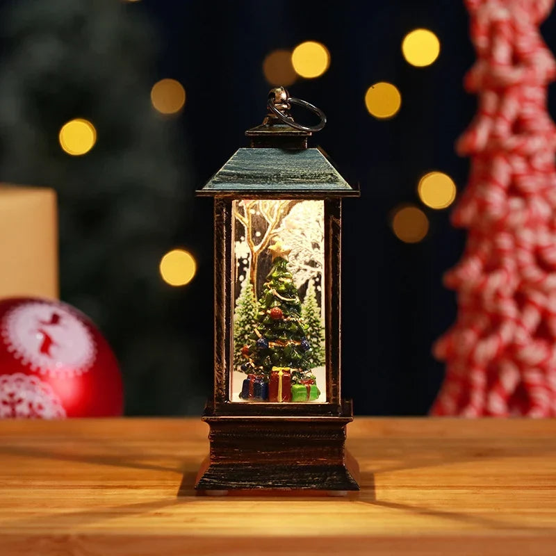 Snow Globe Lantern LED Lights & Shimmering Snow