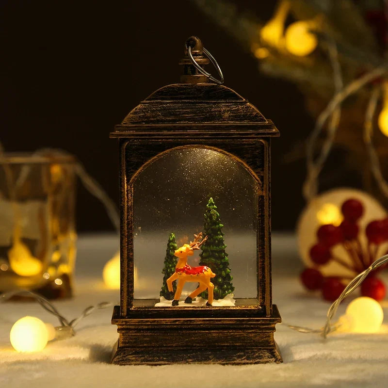 Snow Globe Lantern LED Lights & Shimmering Snow