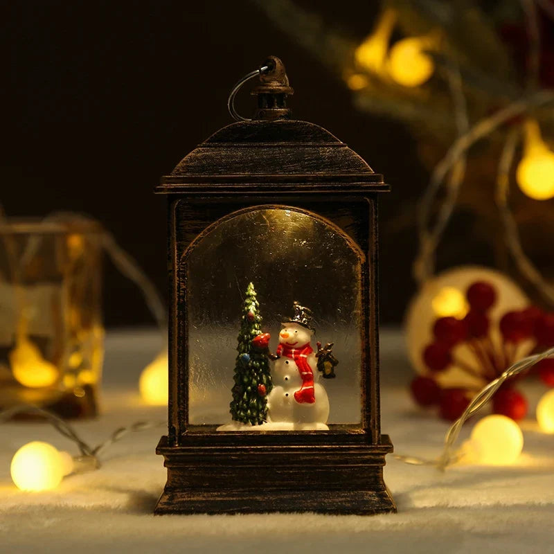 Snow Globe Lantern LED Lights & Shimmering Snow