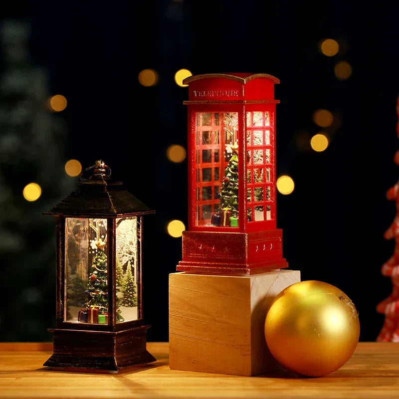 Snow Globe Lantern LED Lights & Shimmering Snow