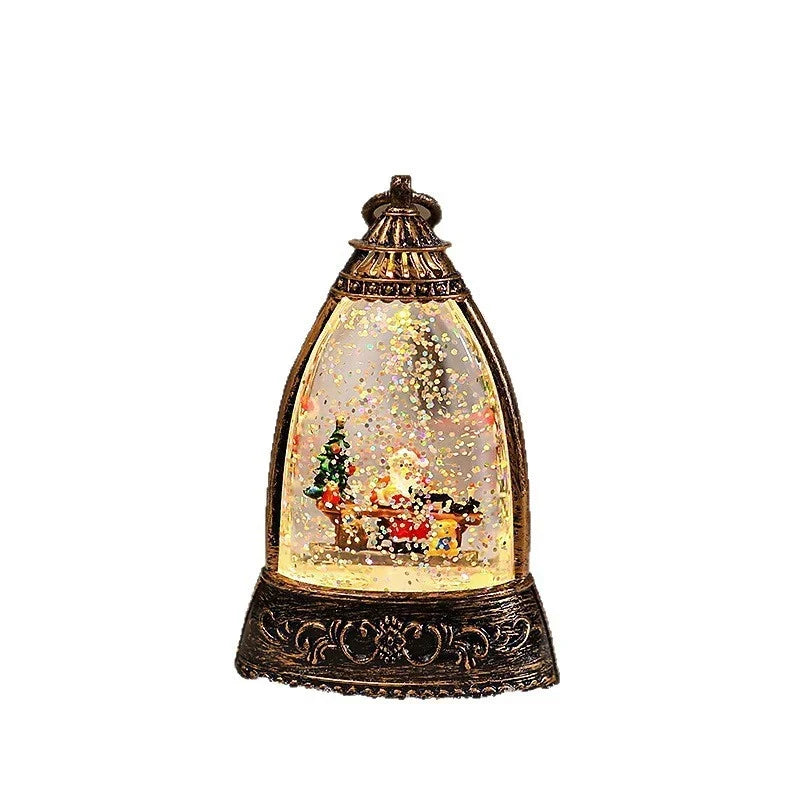 Snow Globe Lantern Snowman Scene & LED Lighting