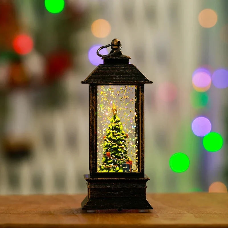 Snow Globe Lantern Sparkling Snow Effect & Warm Light