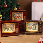 Snow Globe Retro Television Santa & Reindeer