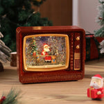 Snow Globe Retro Television Santa & Reindeer Scene