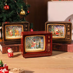 Snow Globe Retro Television Santa & Reindeer Scene