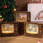 Snow Globe Retro Television Santa & Reindeer Scene