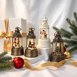 Snow Lantern Animated Snowman & Child Built In Light