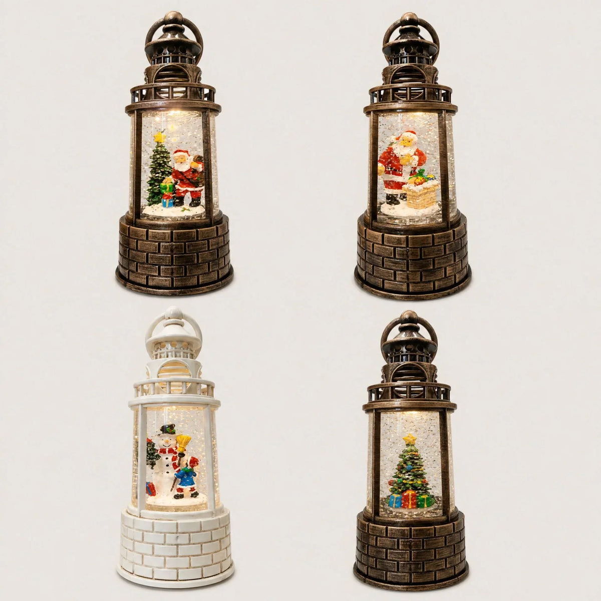Snow Lantern Animated Snowman & Child Built In Light