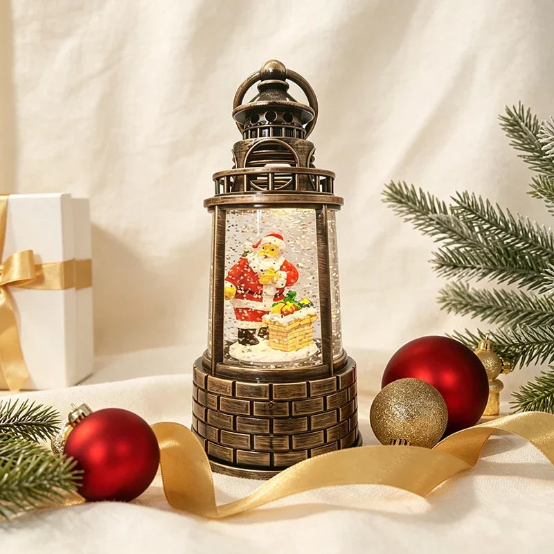 Snow Lantern Animated Snowman & Child Built In Light