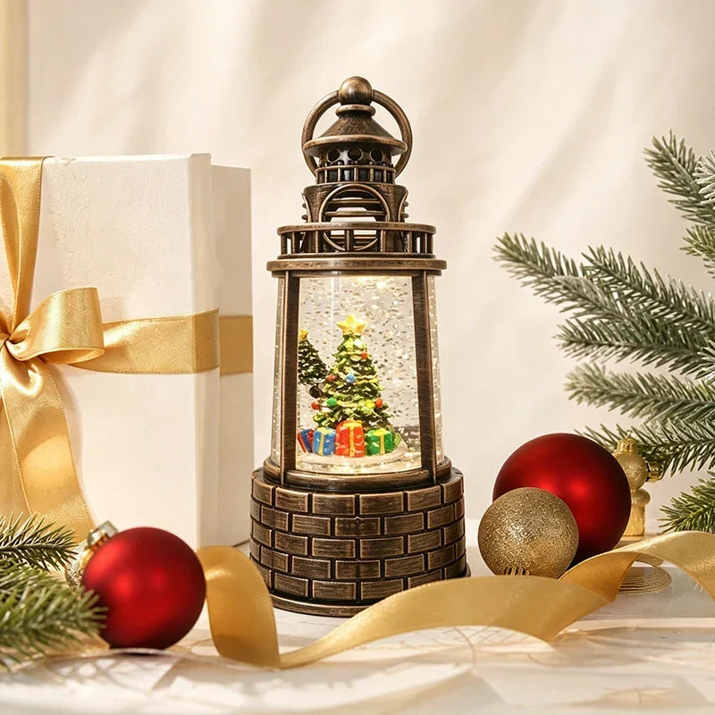 Snow Lantern Moving Snowman Scene & Warm LED Light