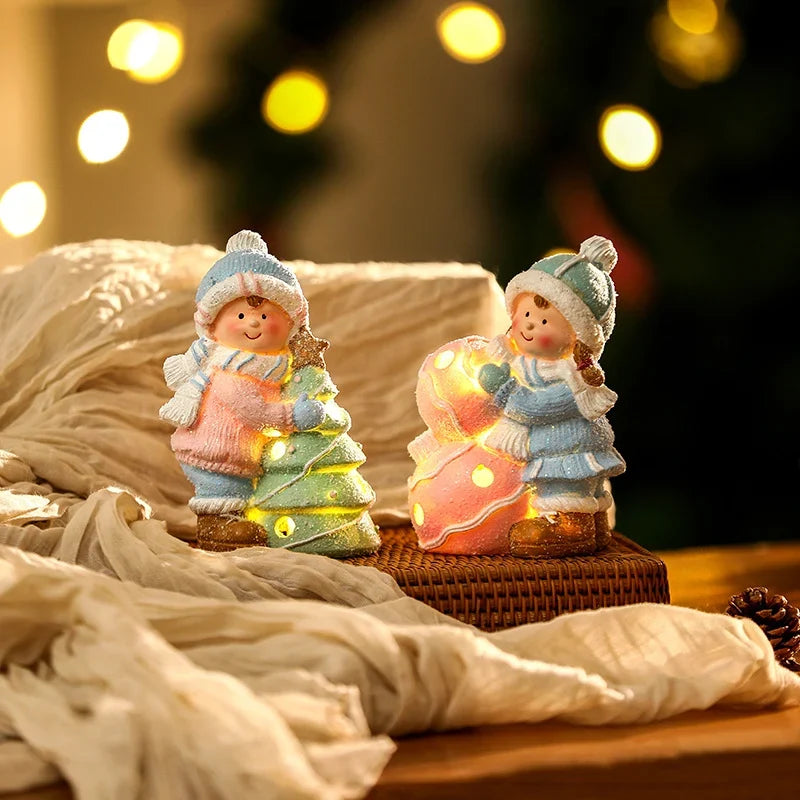 Snowman Figurine LED-Lit Shelf & Table Decor