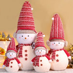 Snowman Figurine Plush Fabric Knitted Hat & Scarf