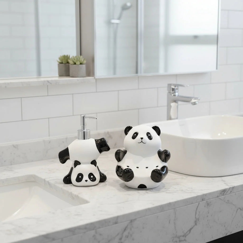 Soap Dispenser Ceramic Panda Design Pump-Top
