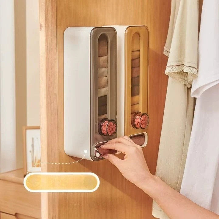 Sock Organizer Wall-Mounted Top-Loading Bottom Retrieval