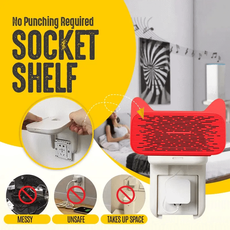 Socket Shelf No-Drill Built-In Cable Management