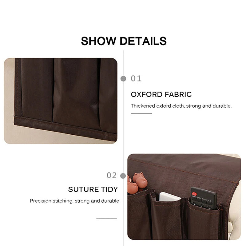 Sofa Armrest Organizer Hanging Divided Pockets Waterproof Fabric