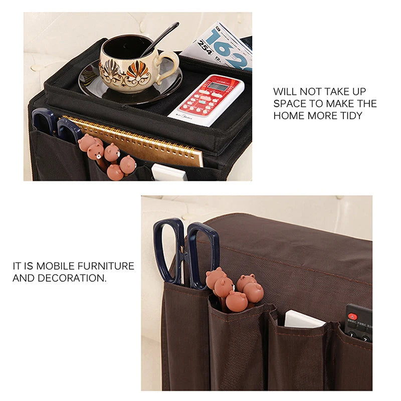 Sofa Armrest Organizer Hanging Divided Pockets Waterproof Fabric