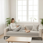 Sofa Cover Cotton-Linen Blend Non-Slip Quilted Design