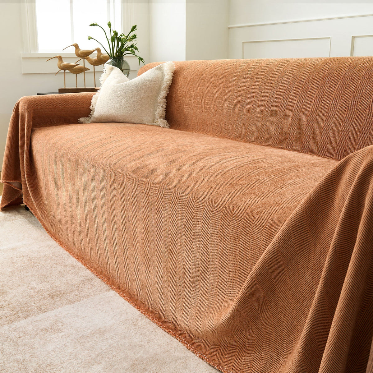 Sofa Cover Herringbone Water-Repellent Machine-Washable Pet-Resistant Protection