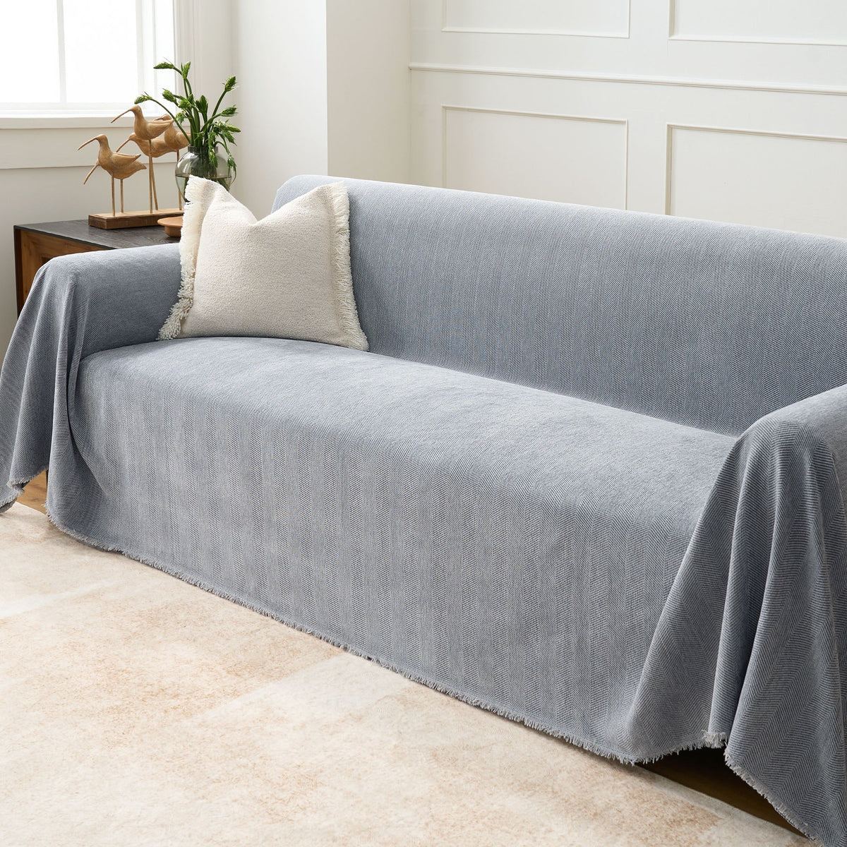 Sofa Cover Herringbone Water-Repellent Machine-Washable Pet-Resistant Protection
