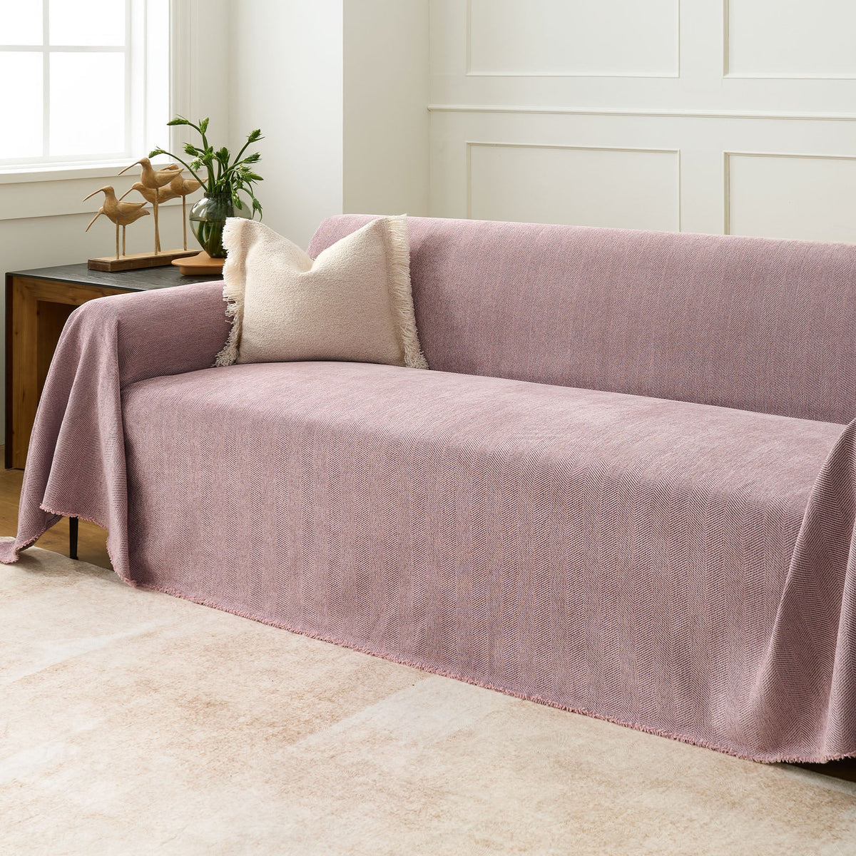 Sofa Cover Herringbone Water-Repellent Machine-Washable Pet-Resistant Protection