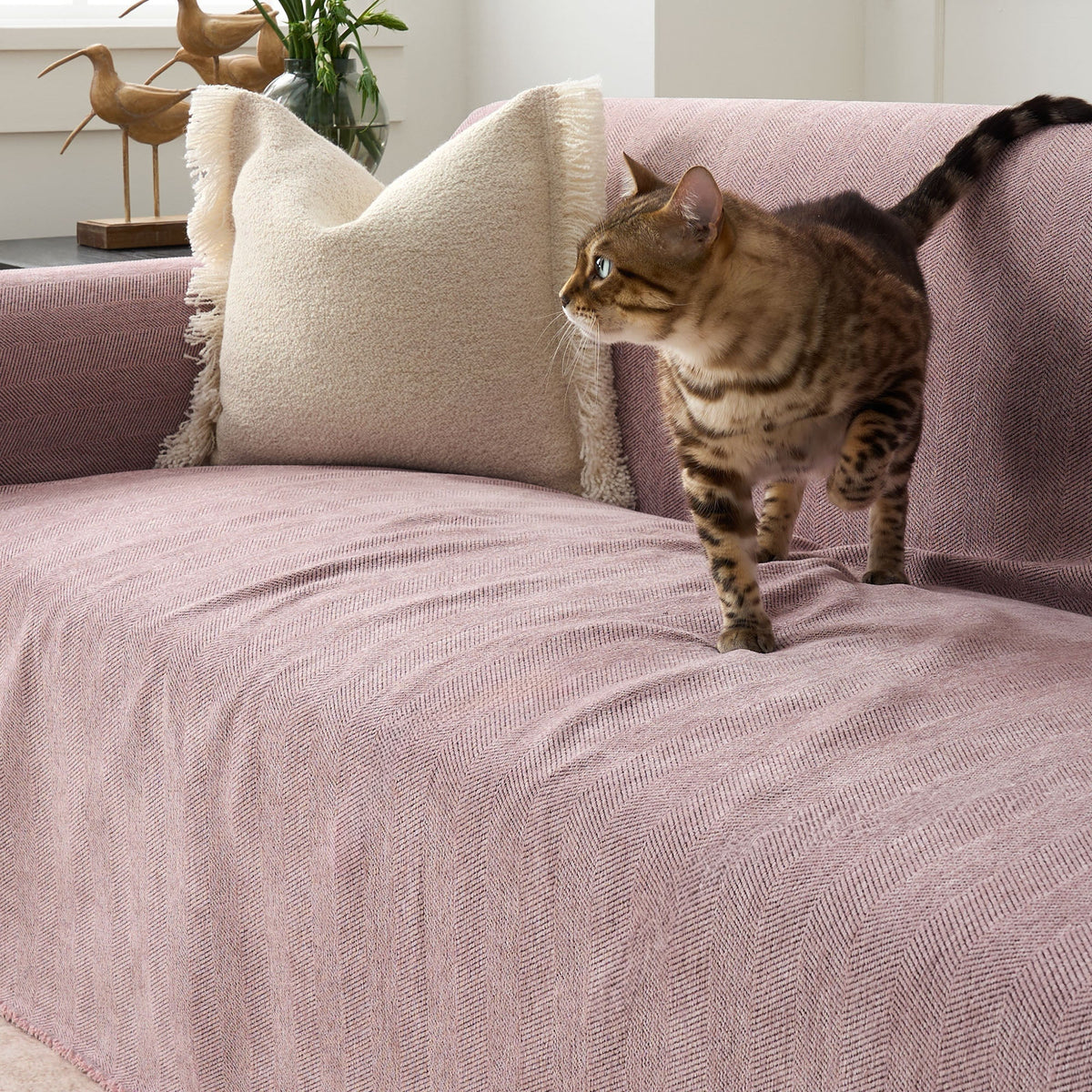 Sofa Cover Herringbone Water-Repellent Machine-Washable Pet-Resistant Protection