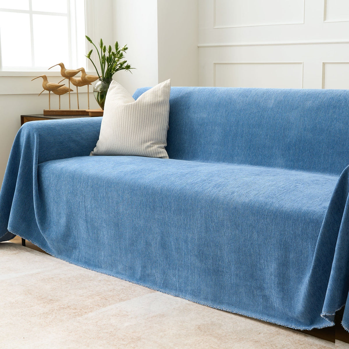 Sofa Cover Herringbone Water-Repellent Machine-Washable Pet-Resistant Protection