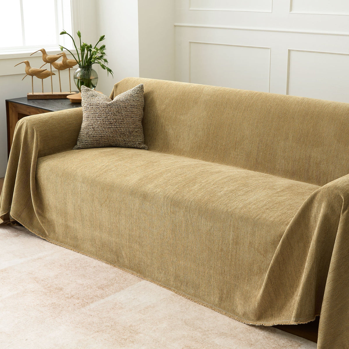Sofa Cover Herringbone Water-Repellent Machine-Washable Pet-Resistant Protection