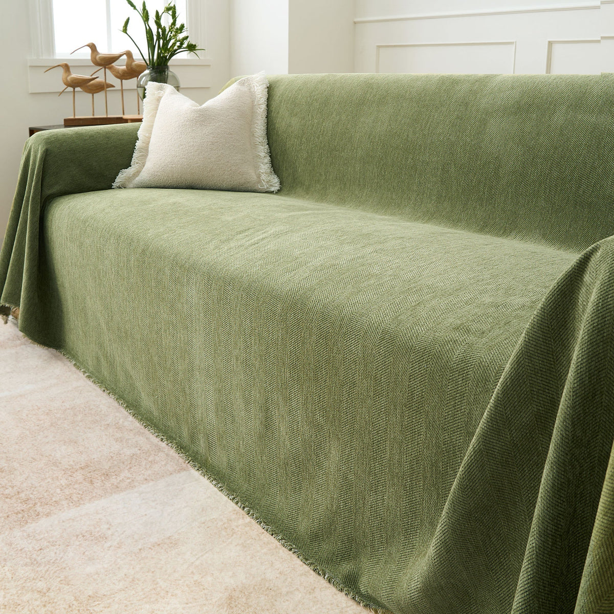 Sofa Cover Herringbone Water-Repellent Machine-Washable Pet-Resistant Protection