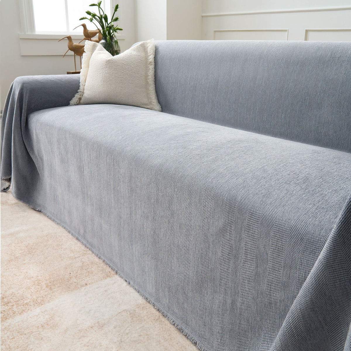 Sofa Cover Herringbone Water-Repellent Machine-Washable Pet-Resistant Protection