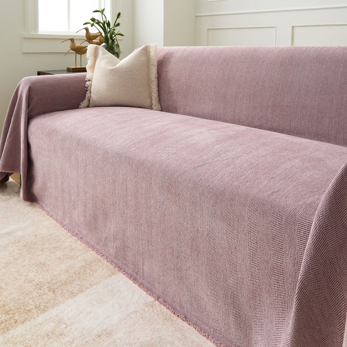 Sofa Cover Herringbone Water-Repellent Machine-Washable Pet-Resistant Protection