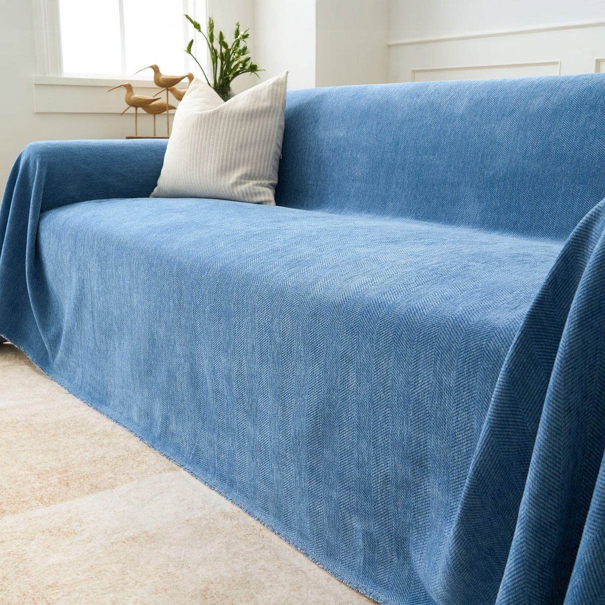 Sofa Cover Herringbone Water-Repellent Machine-Washable Pet-Resistant Protection