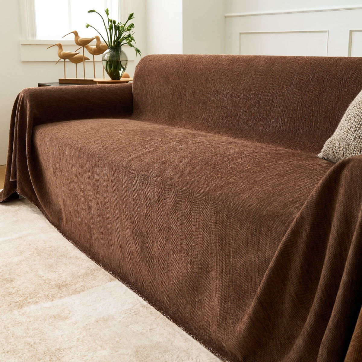 Sofa Cover Herringbone Water-Repellent Machine-Washable Pet-Resistant Protection