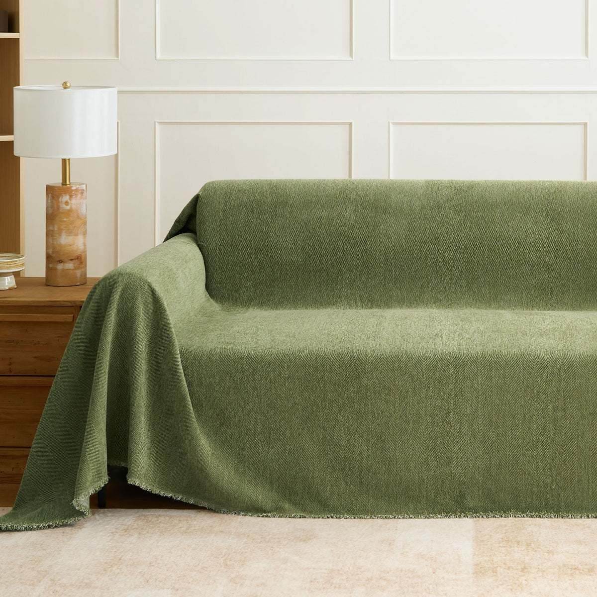 Sofa Cover Herringbone Water-Repellent Machine-Washable Pet-Resistant Protection