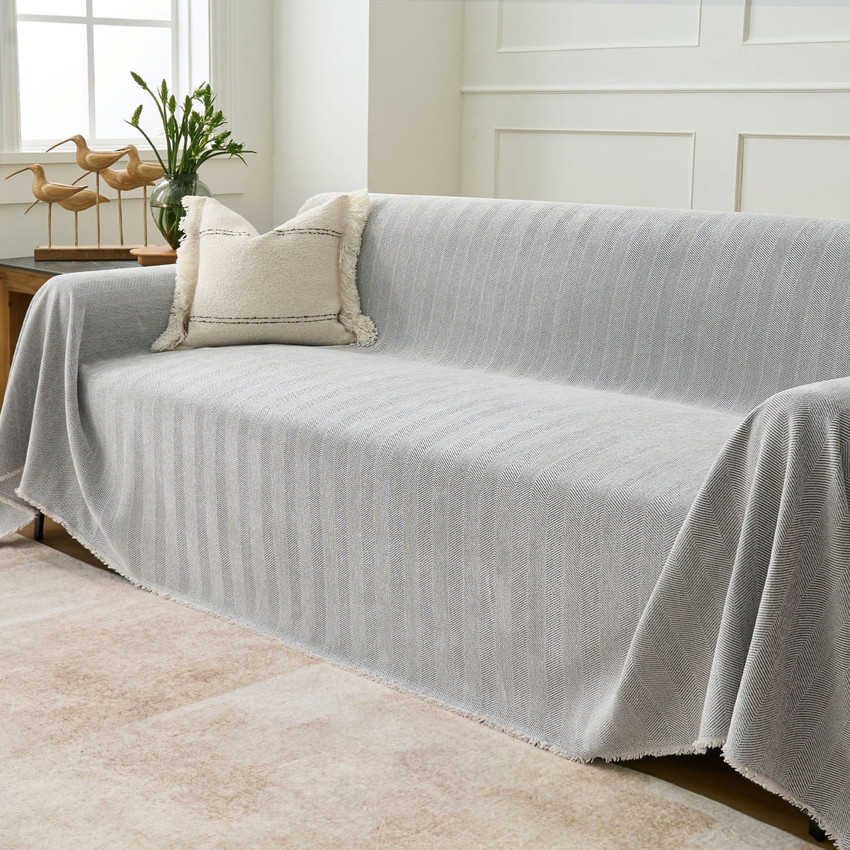 Sofa Cover Herringbone Water-Repellent Machine-Washable Pet-Resistant Protection