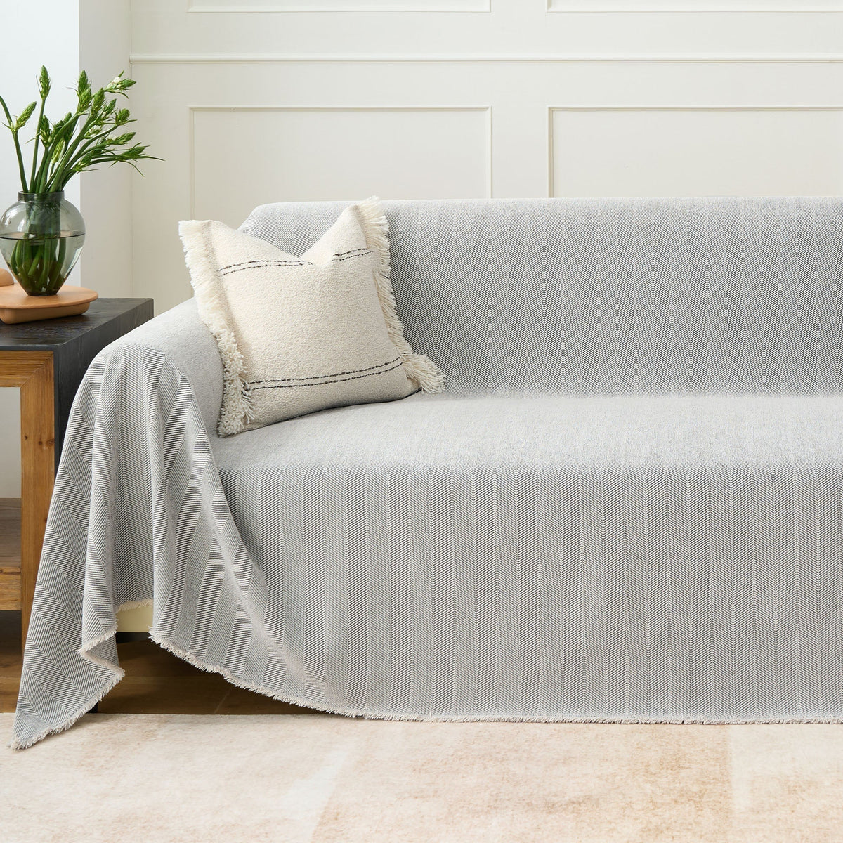 Sofa Cover Herringbone Water-Repellent Machine-Washable Pet-Resistant Protection