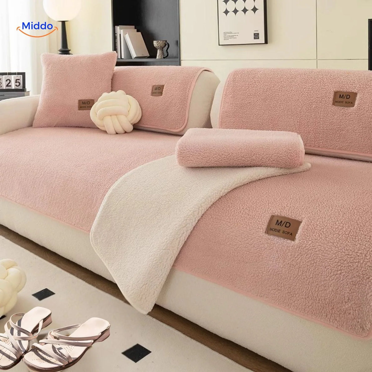 Sofa Cover Plush Faux Fur Non-Slip Backing